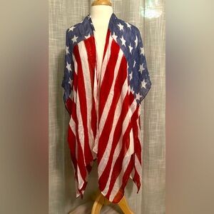 Stars & Stripes kimono top cover up One Size 4th of July Holiday American Flag